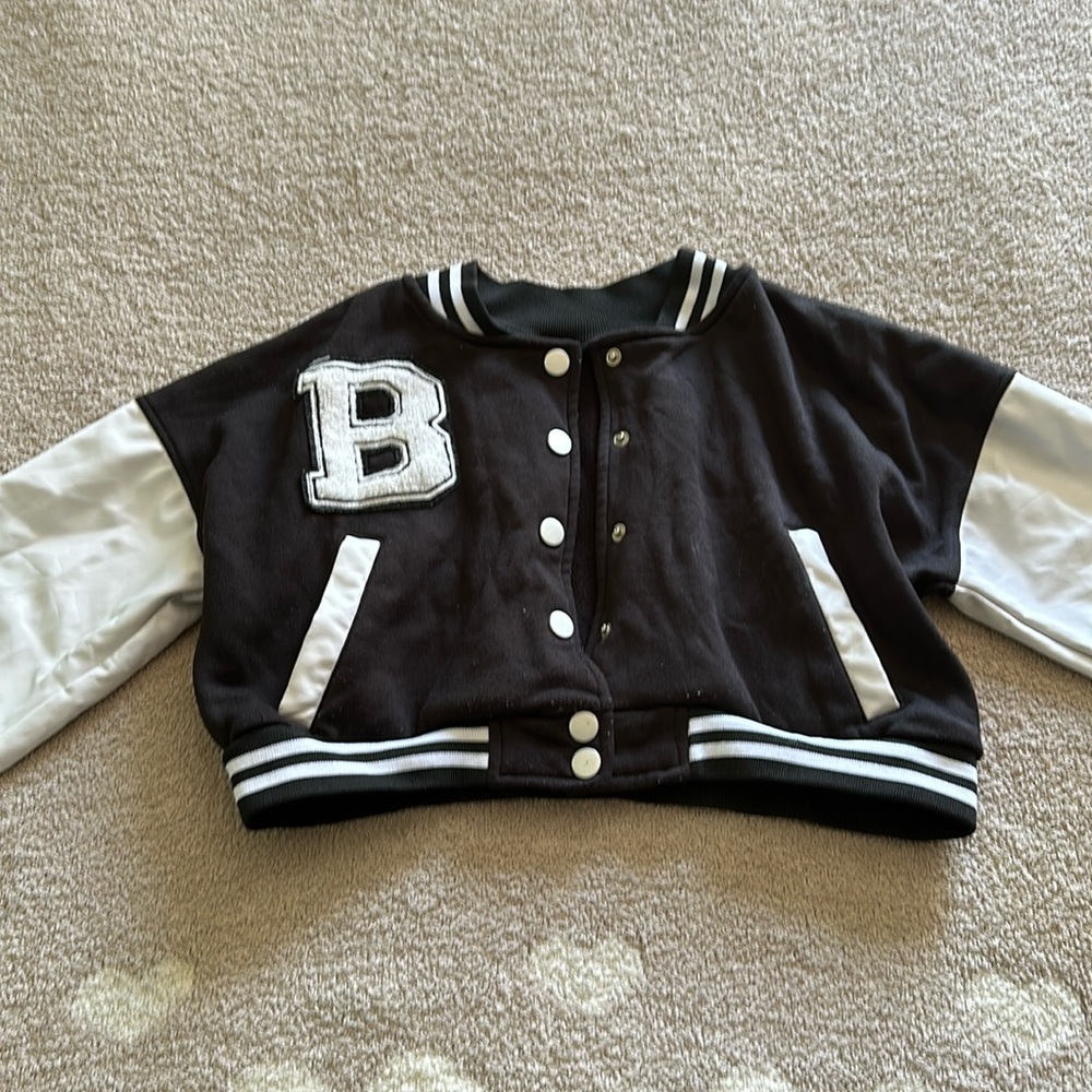 Crop letterman jacket